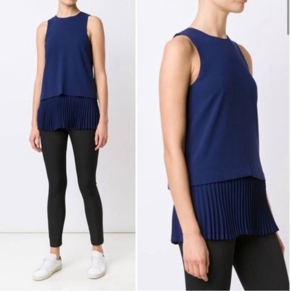Theory Anastaza Winslow Crepe pleated tiered top in Sea Blue size small $295 - Picture 13 of 13